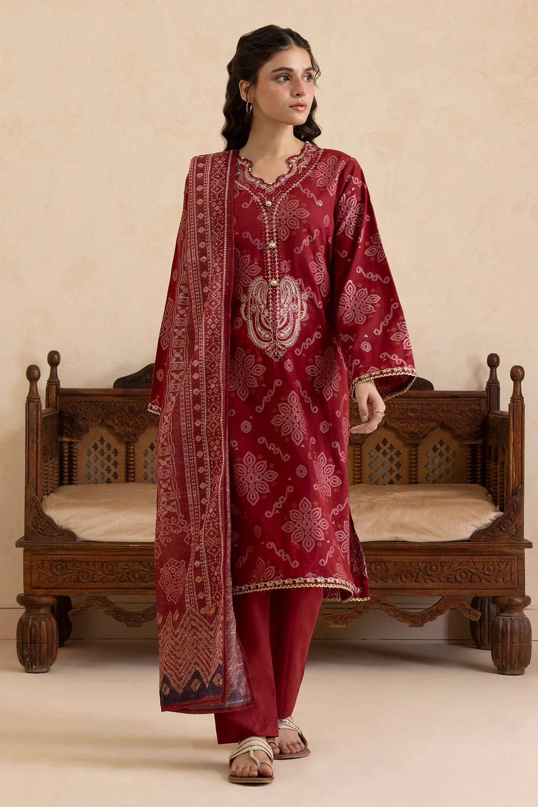 Embroidered Kurta Dupatta Trouser - 3357 - Image 3