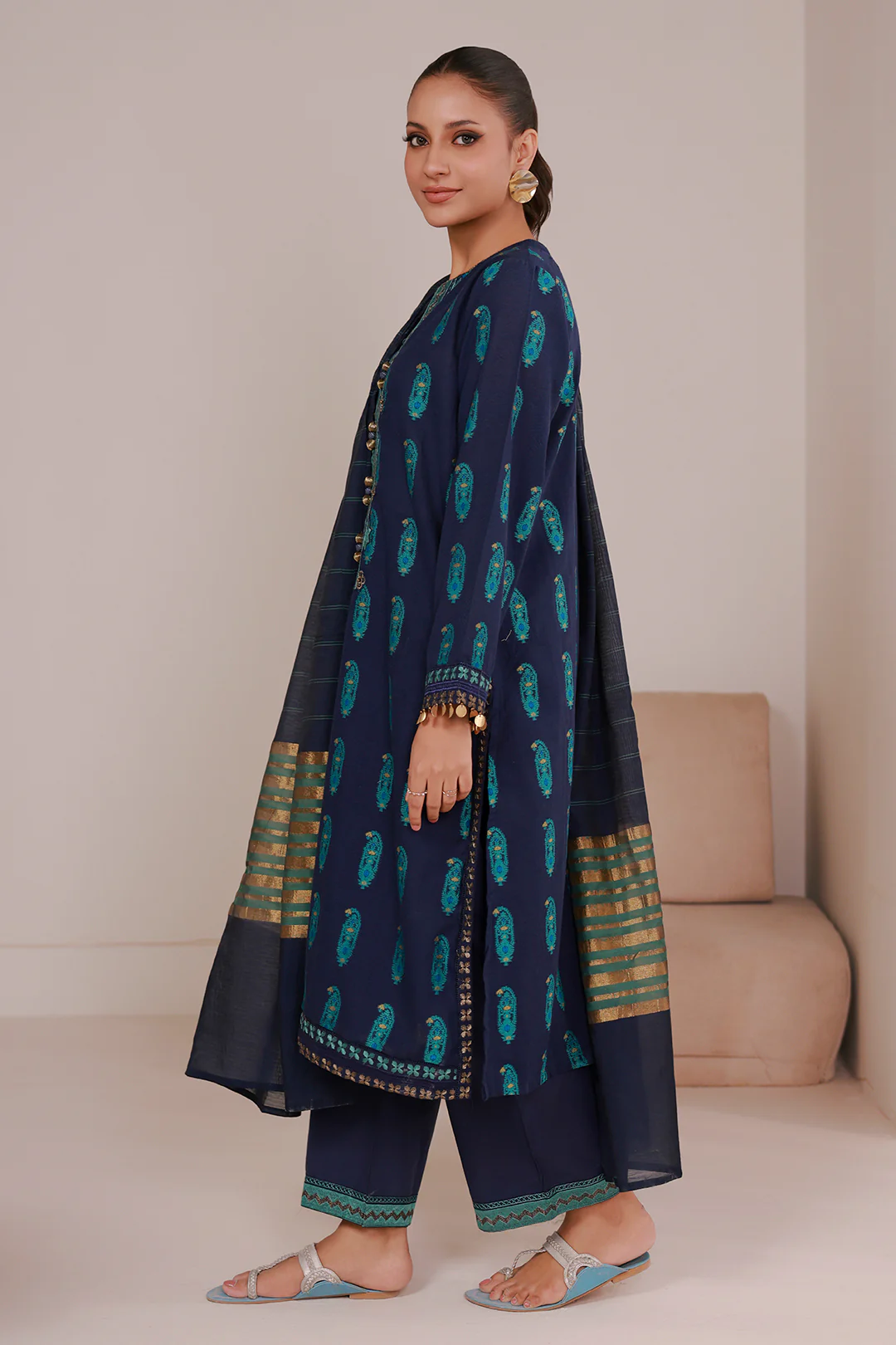 Embroidered Kurta Dupatta Trouser - 3359 - Image 3