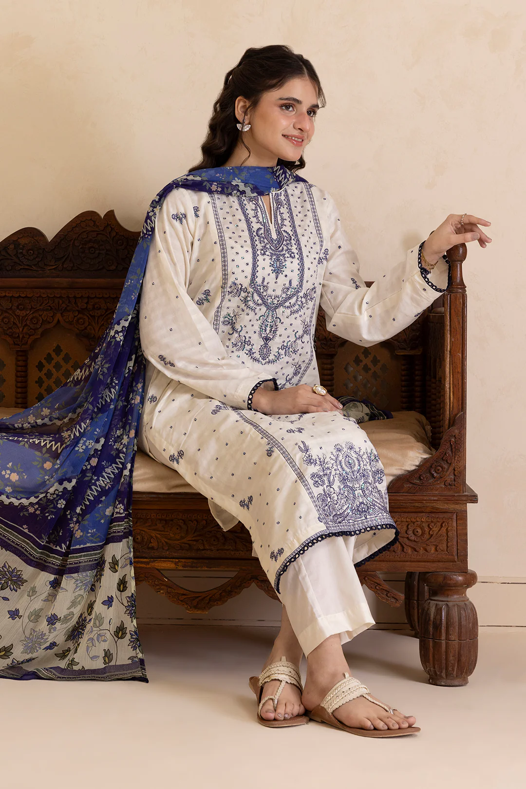 Embroidered Kurta Dupatta Trouser - 2567 - Image 14