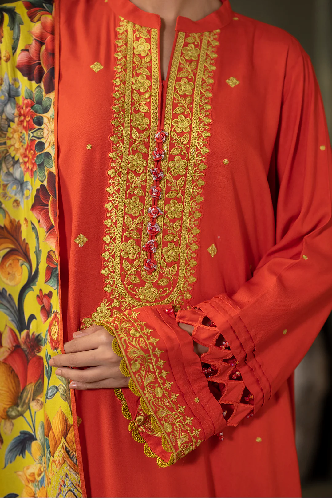 Embroidered Shirt Shalwar Dupatta - 0242 - Image 4