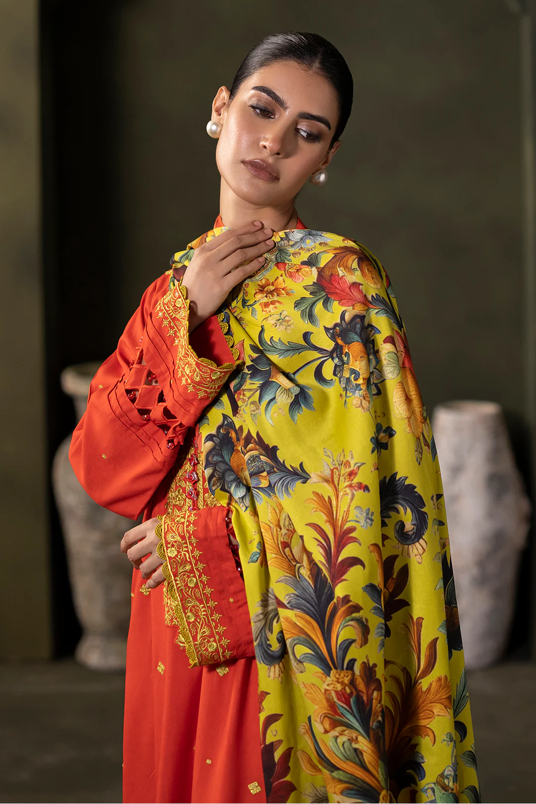 Embroidered Shirt Shalwar Dupatta - 0242 - Image 7