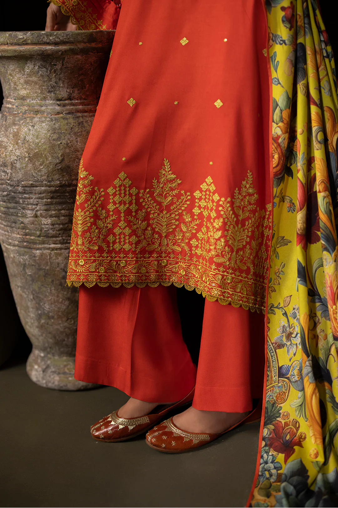 Embroidered Shirt Shalwar Dupatta - 0242 - Image 9