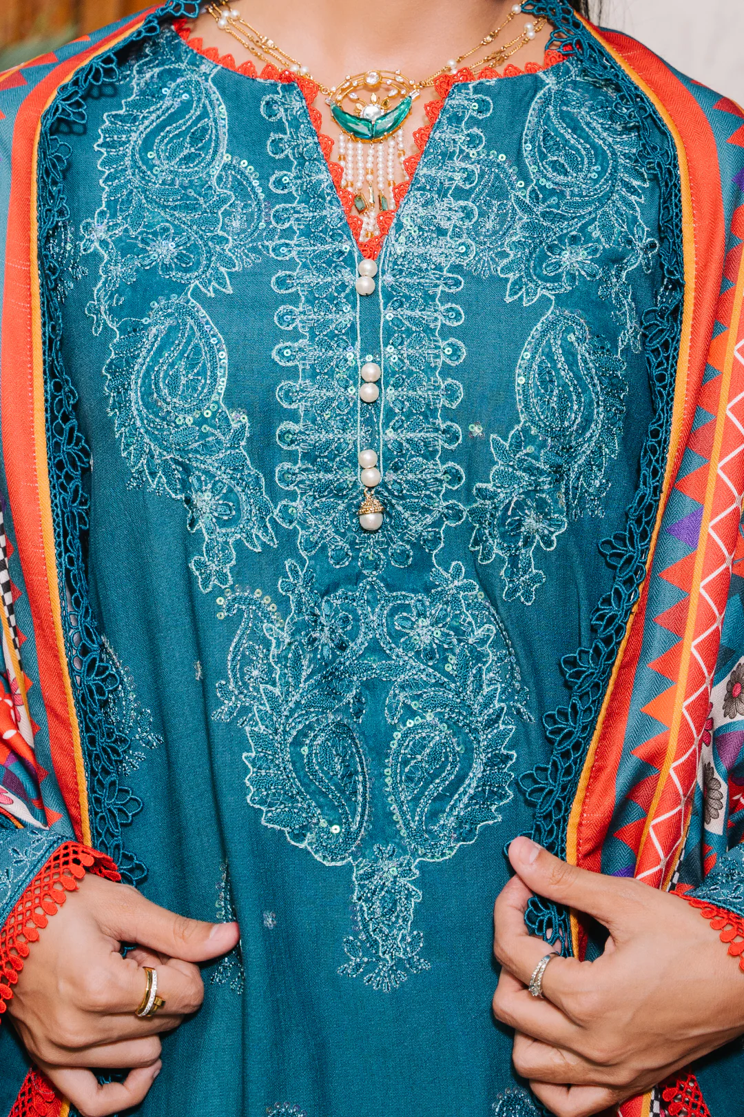 Embroidered Shirt Shalwar Dupatta - 0326 - Image 4