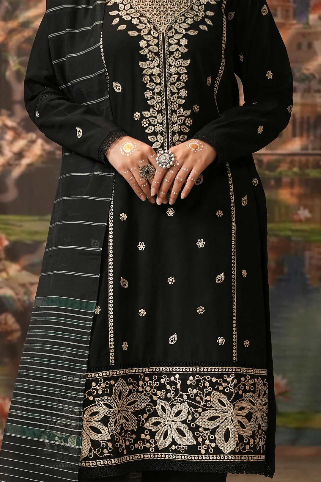 Embroidered Shirt Shalwar Dupatta - 0421 - Image 3