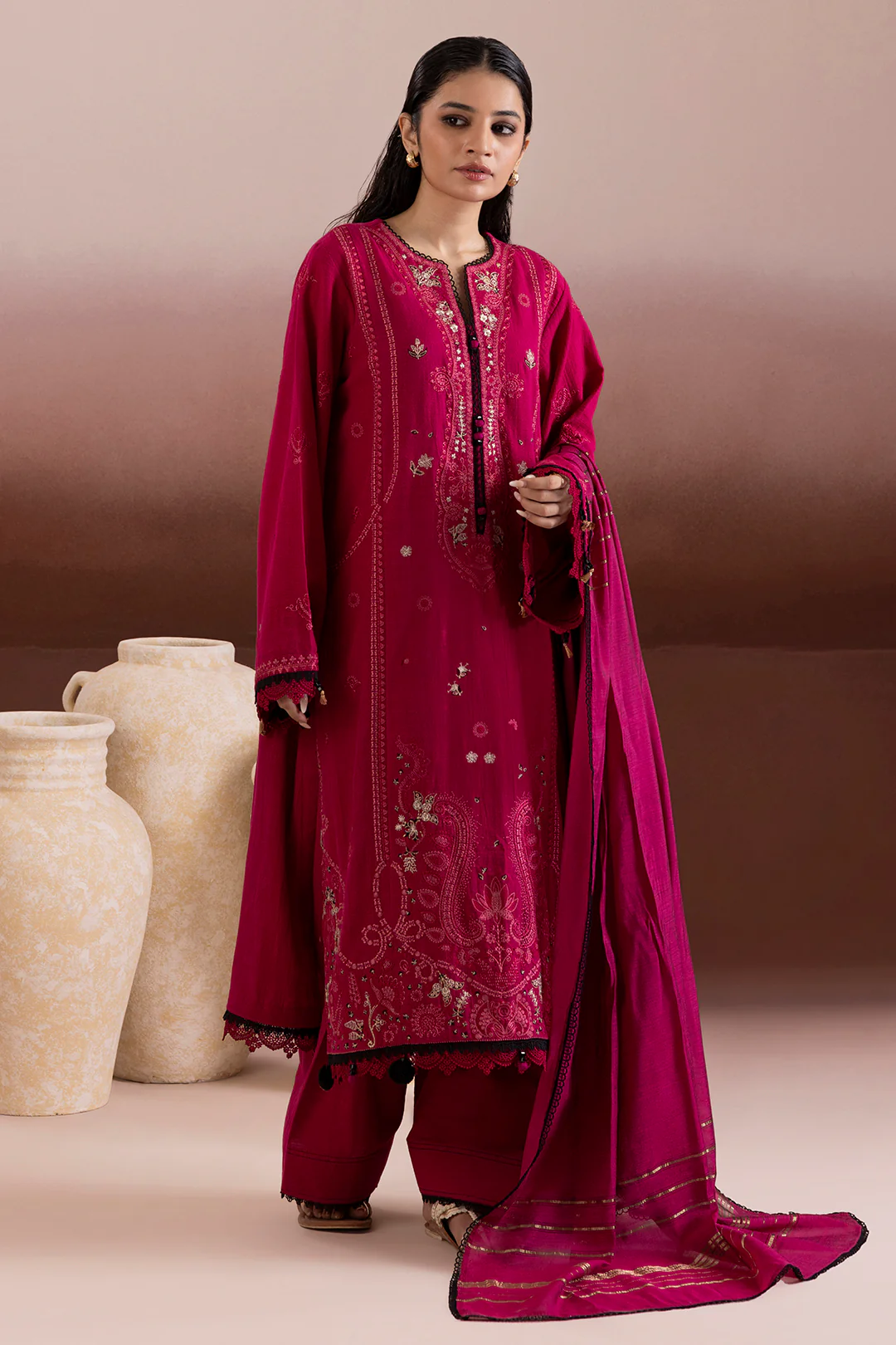 Embroidered Shirt Shalwar Dupatta - 0171 - Image 4