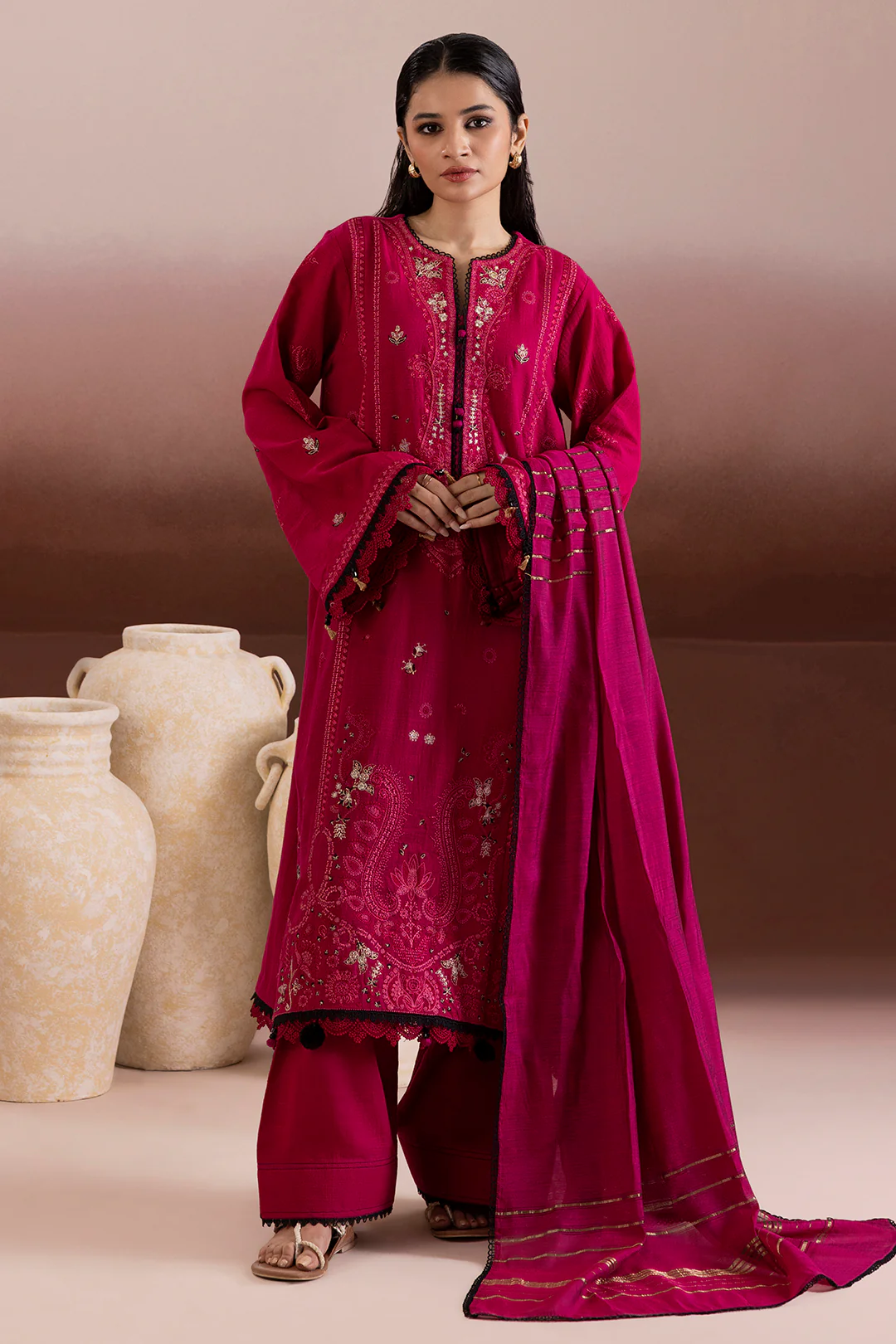 Embroidered Shirt Shalwar Dupatta - 0171 - Image 5