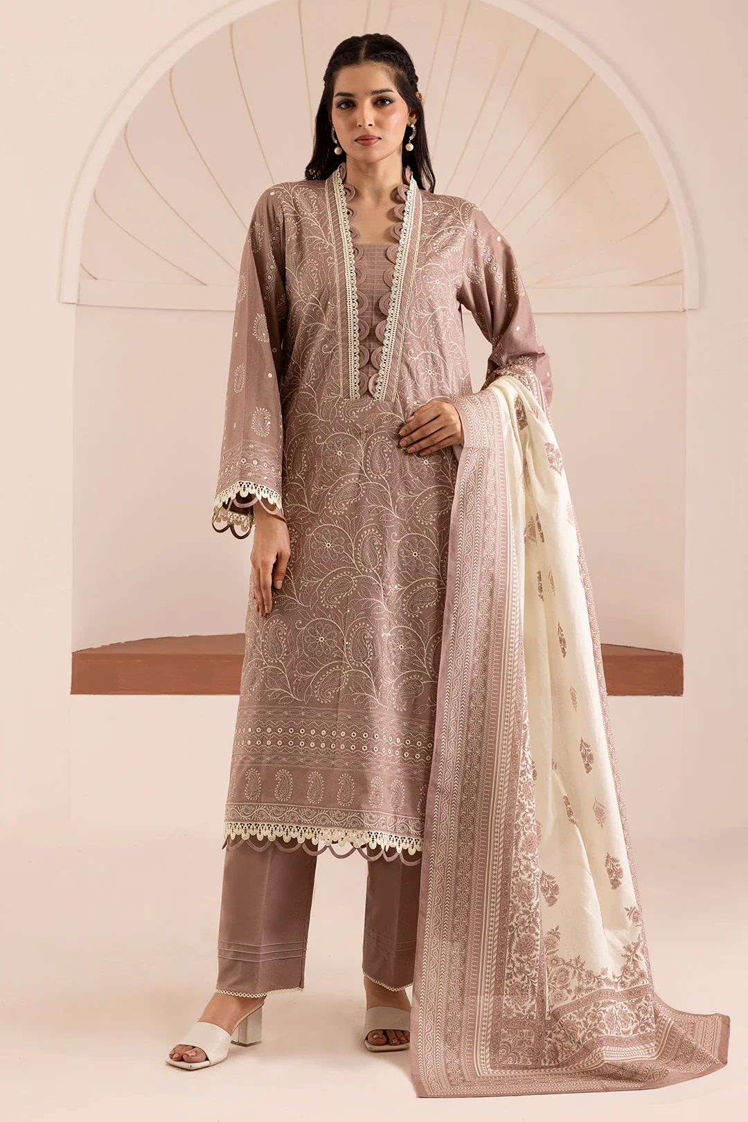 Embroidered Shirt Shalwar Dupatta - 0172 - Image 4