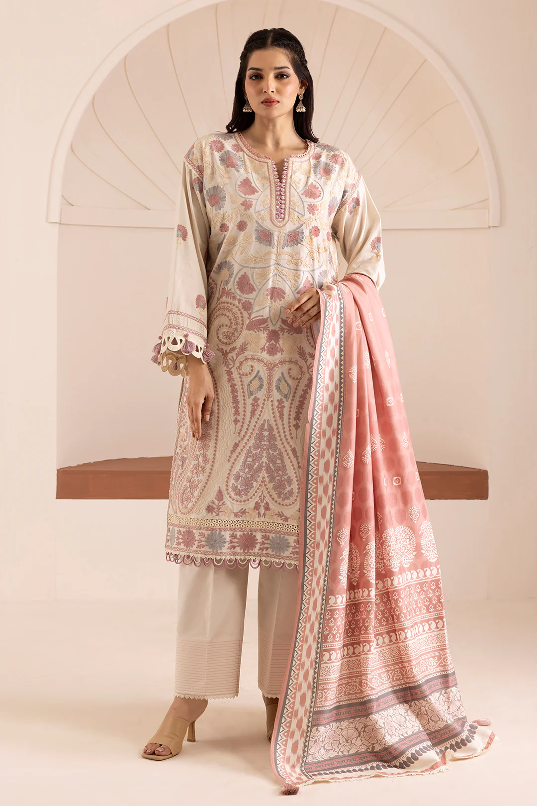Embroidered Shirt Shalwar Dupatta - 0267 - Image 4