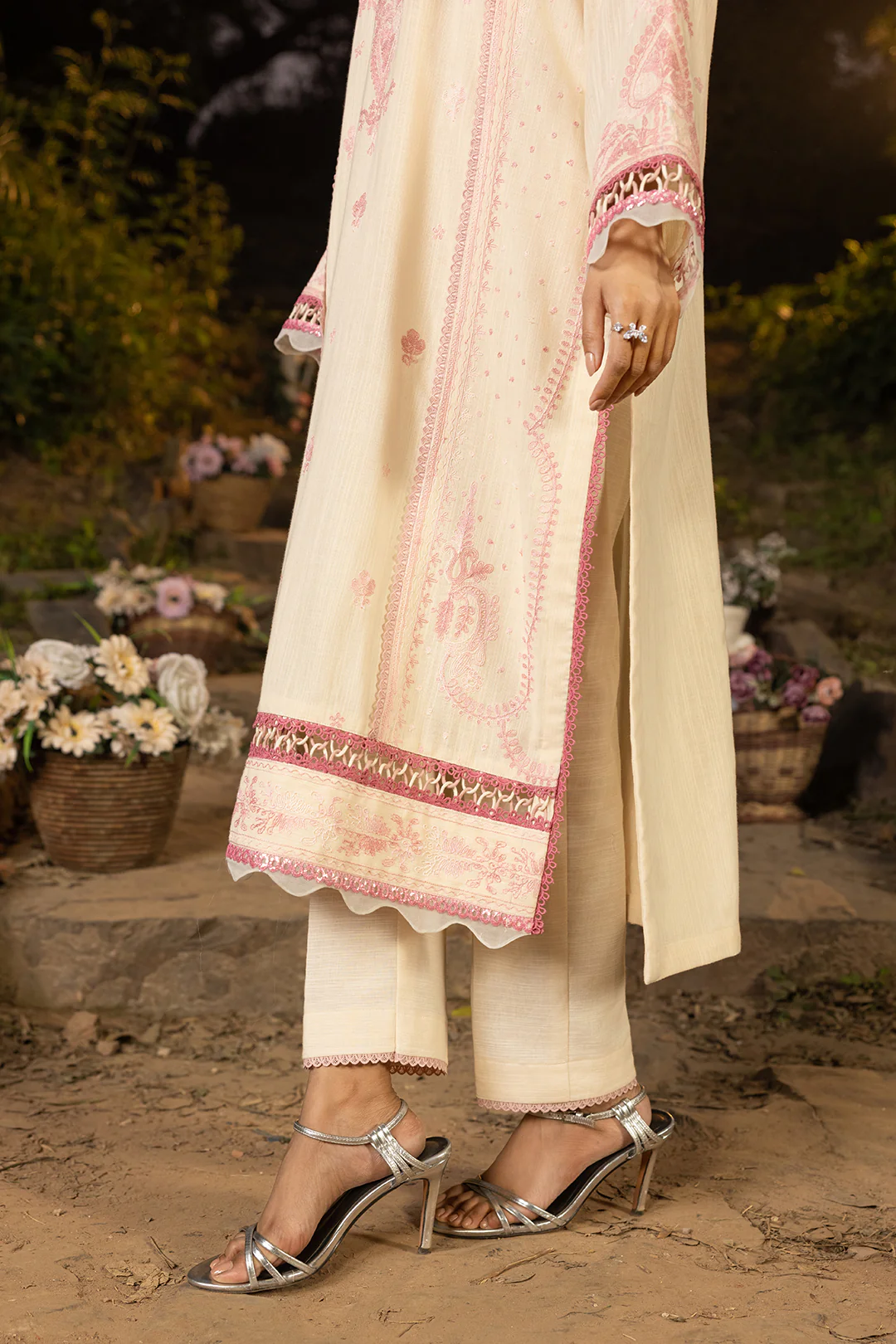 Embroidered Shirt Shalwar Shawl - 0168 - Image 8