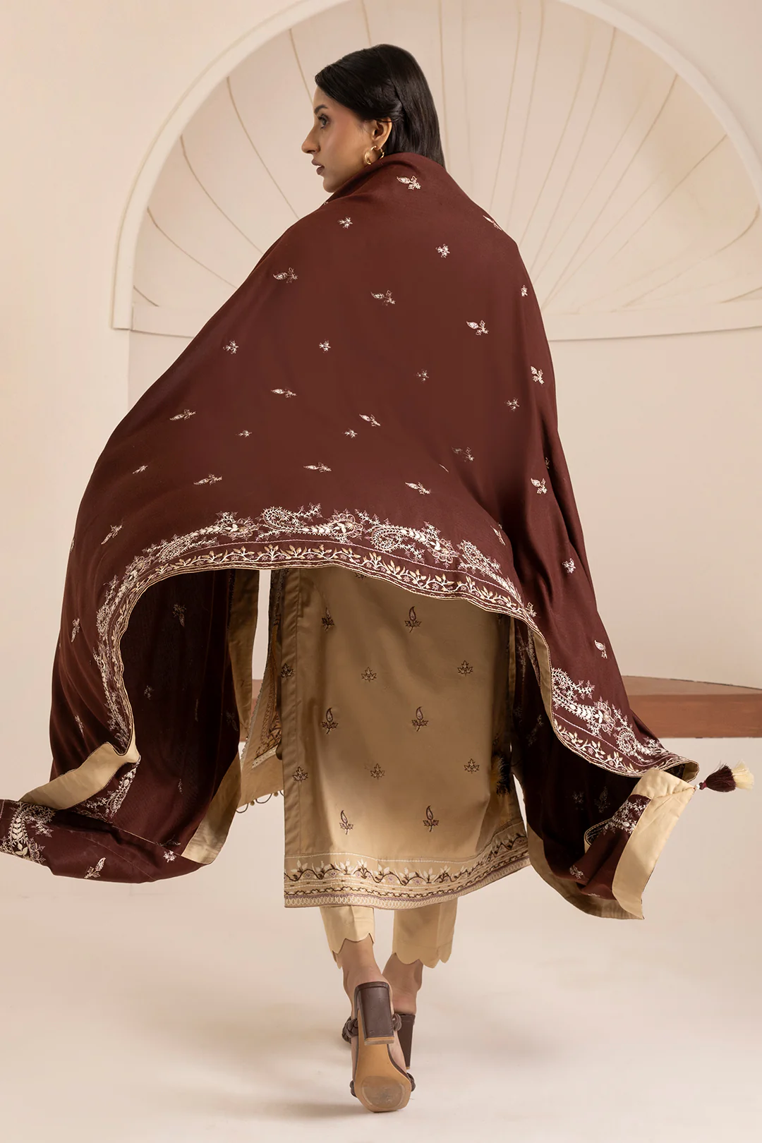 Embroidered Shirt Shalwar Shawl - 0263 - Image 9