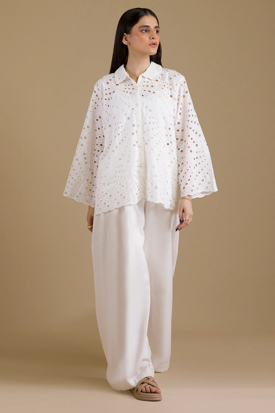 Eyelet Button-Down Shirt - 1378 - Image 4
