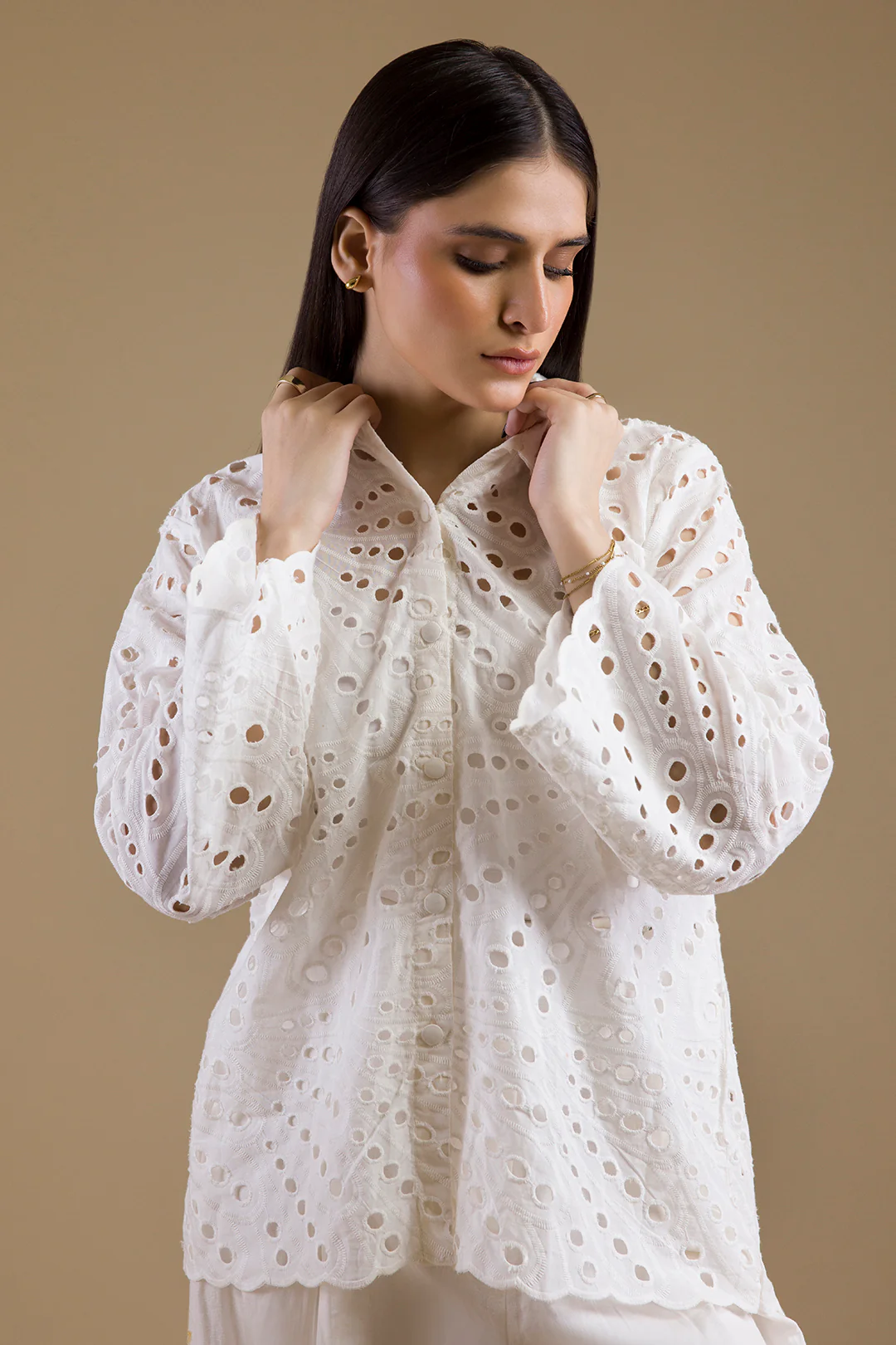 Eyelet Button-Down Shirt - 1378 - Image 7
